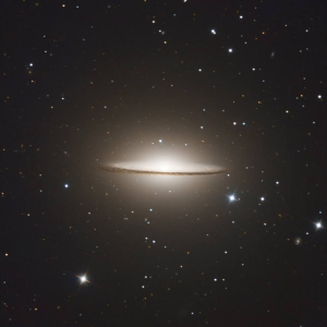 Sombrero Galaxy, false color RGB image (r, V, B), created with ZB08 telescope. Credit: Mirek Kicia